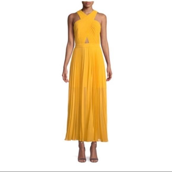 JOIE Elenita Pleated Chiffon Maxi Dress Yellow - 0 - Picture 4 of 12